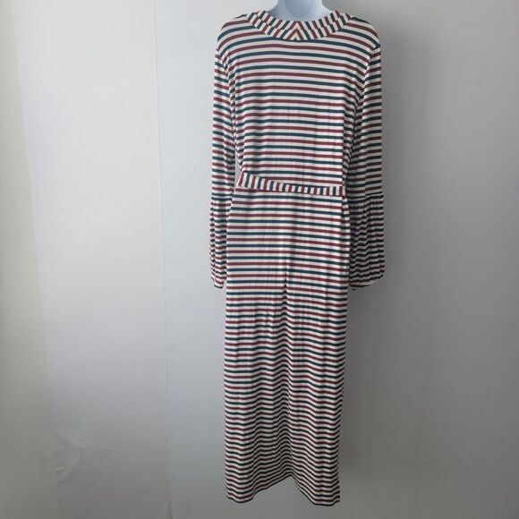 Universal Standard J. Crew Long Sleeve Jersey Stripe Knit Midi Dress size S - Picture 2 of 9